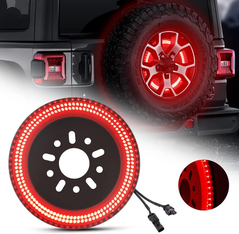 SUPAREE 3-Side Spare Tire Brake Light, 400PCS LED Wheel Light, Plug-N-Play 3rd Third Brake Light Fits for Jeep Wrangler 2018-2025 Wrangler JL JLU, Bright Red Light - Image 1